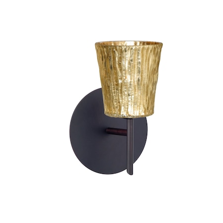 Besa Lighting Nico 4 Mini Sconce, Stone Gold Foil, Bronze Finish, 1x40W Halogen 1SW-5125GF-BR